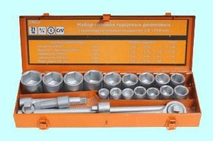 Набор торцевых дюймовых головок 3/4" из 21шт. (7/8"- 2") в металлическом футляре АвтоDело (39832) (cnic68304)